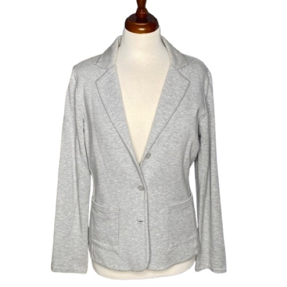 Tahari Women's Light Gray Knit Blazer Size L Business Casual All Seasons